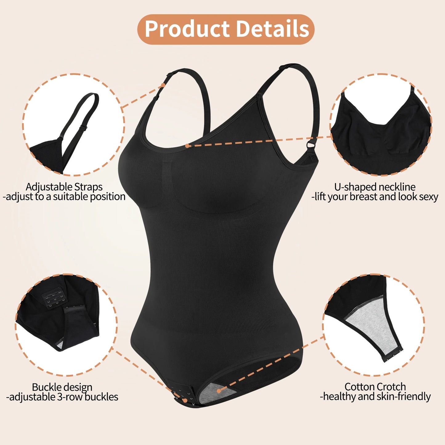 COMFREE Shapewear for Women Tummy Control Body Shaper Seamless Sculpting Snatched Waist Body Suit